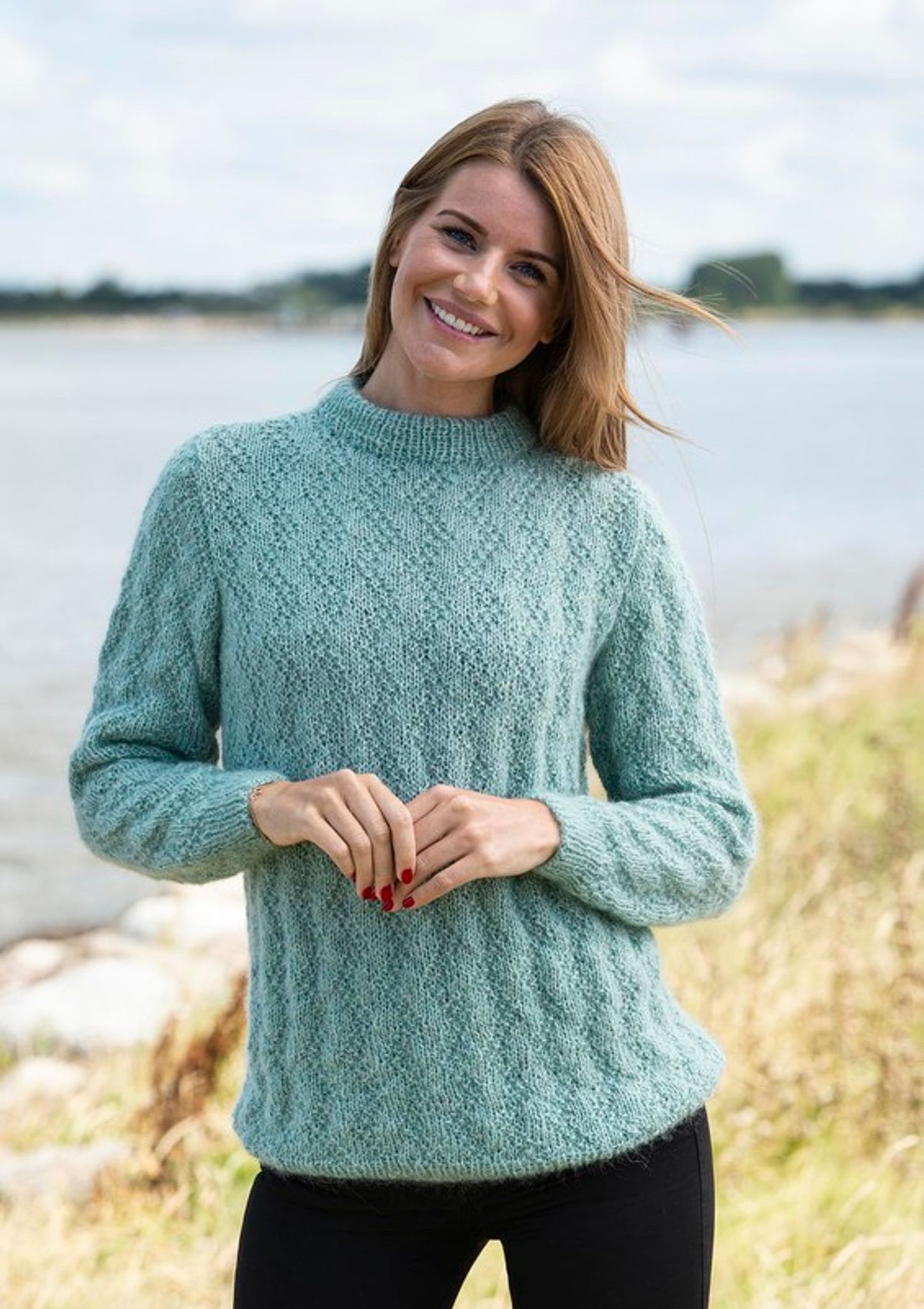 Sweater med ret- og vrangmønster