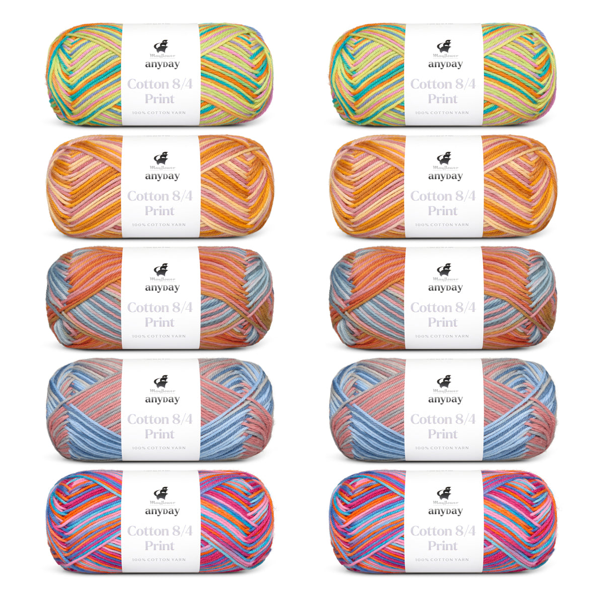ANYDAY Cotton 8/4 Print Colorbag 10-pak