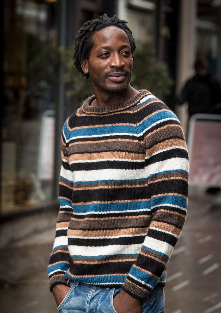 Stribet herresweater