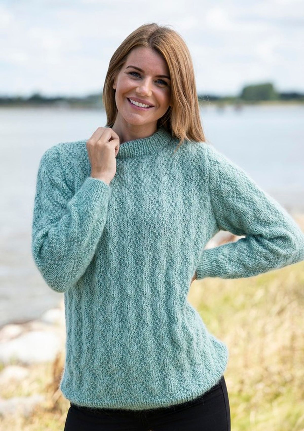 Sweater med ret- og vrangmønster