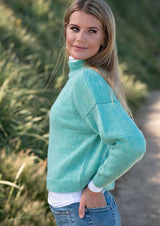 Sweater med skulderstykker i rib