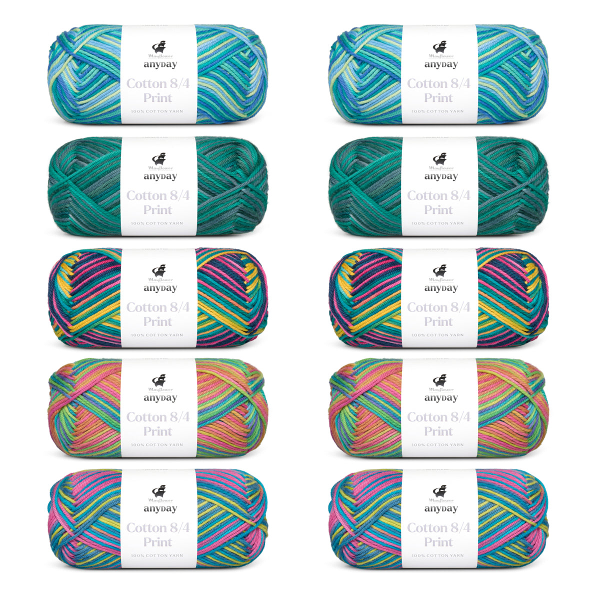 ANYDAY Cotton 8/4 Print Colorbag 10-pak