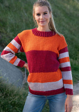 Stribet sweater med sølvtråd